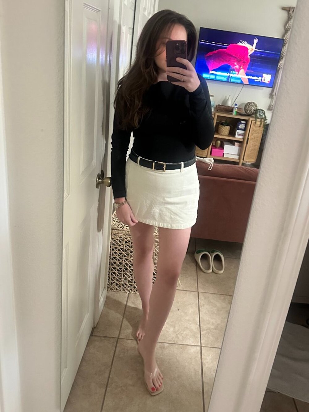 J Crew Mini Skort Womens 8 Cream Bi Stretch Cotton Blend Sporty Preppy